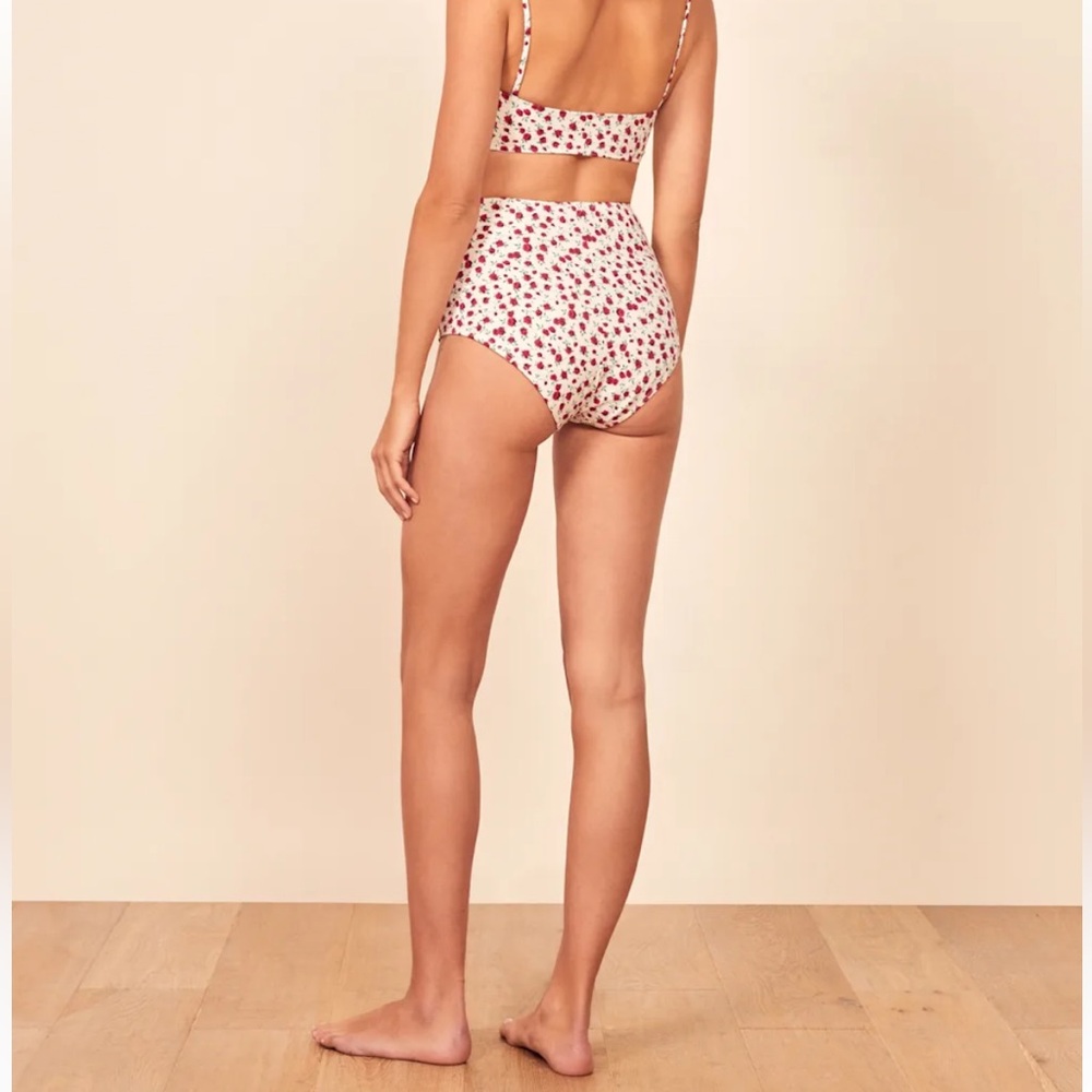 Reformation White/Red Floral High-Waisted Bikini Bottoms size XSmall - Picture 5 of 12